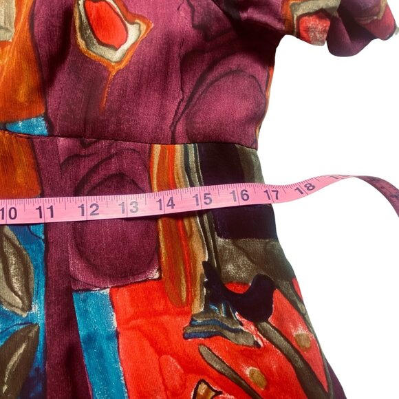 ALI CRUZ Women Abstract Print Midi Dress Sz 8 Short Sleeve Multicolor Boho 77-7 - Picture 9 of 12